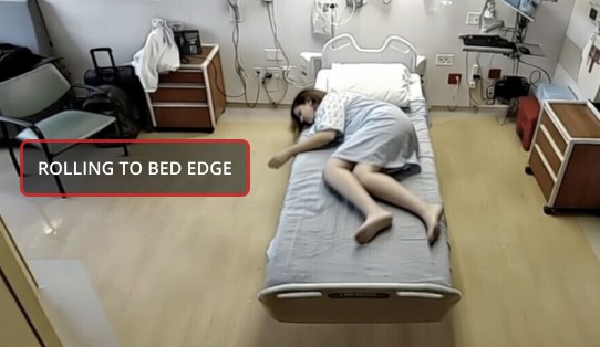 Posture detection labelling a patient reaching for bed items