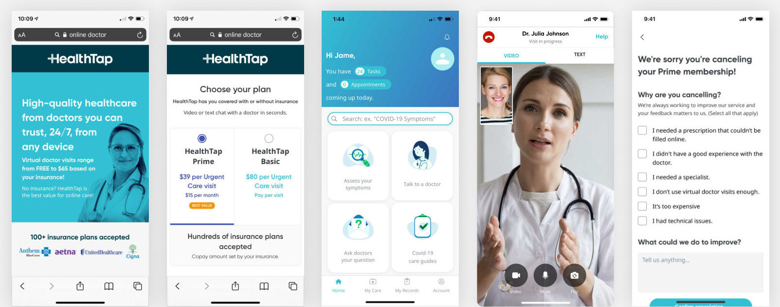 The existing urgent care video visit experience